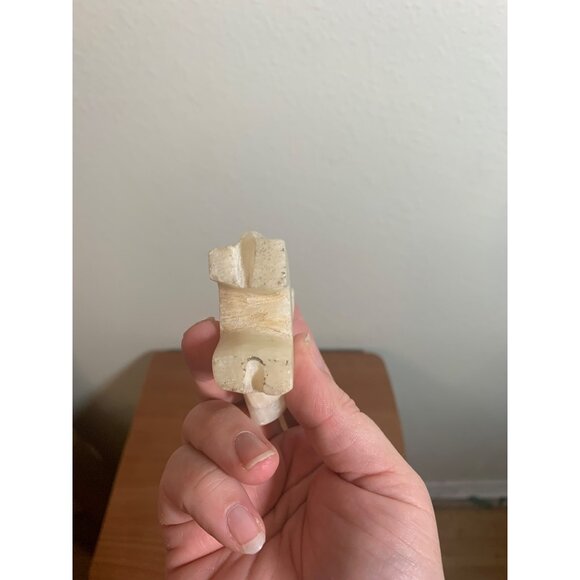 Small Carved Stone Elephant Figurine Trunk Up White - Picture 3 of 5